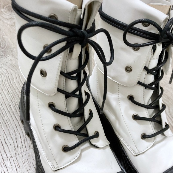 Free People Goldie Lug Sole Lace Up Combat Boots Black/White Size 36/US 6 NWT - Picture 10 of 15